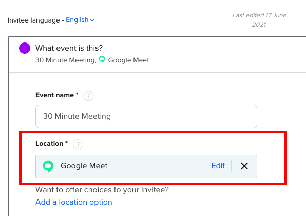Fix Calendly not including Google Meet link with meeting